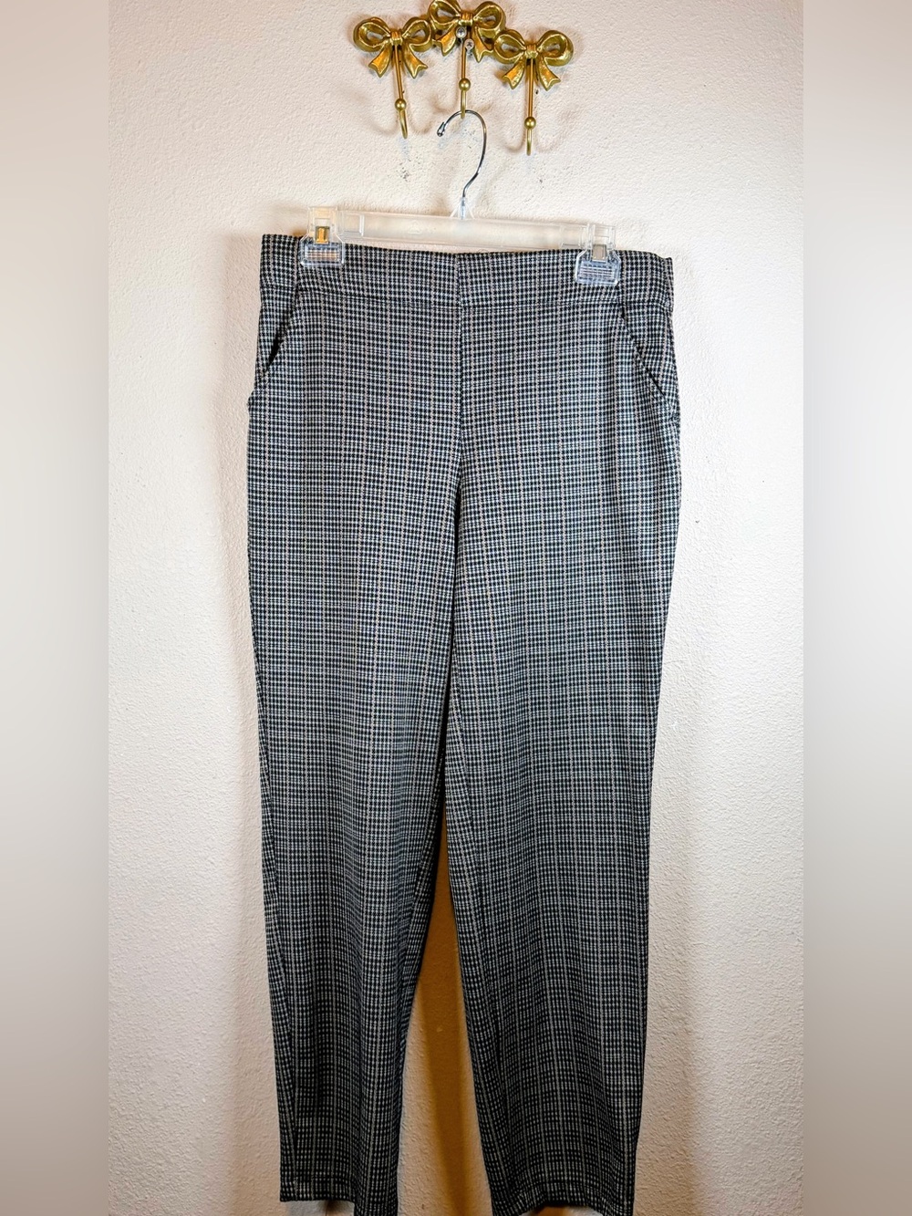 Talbots Brown & Tan Houndstooth Straight Leg Ankle Pants. Size 6